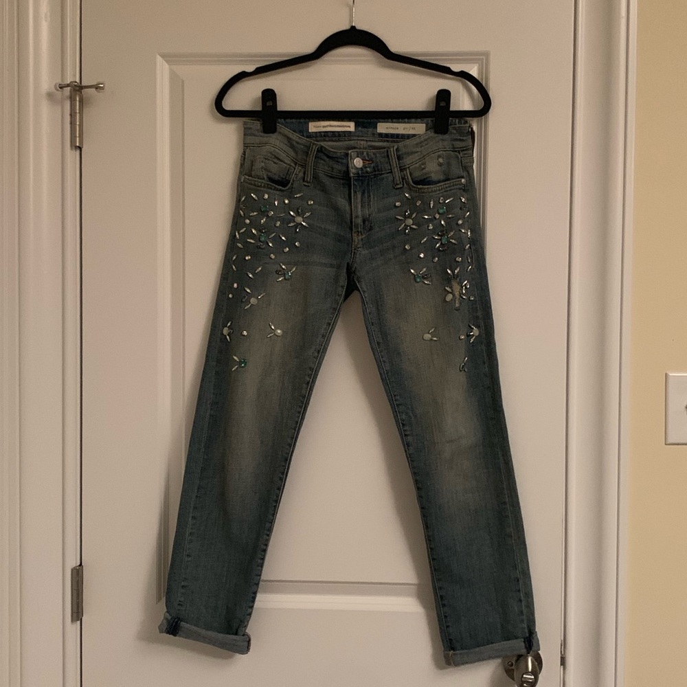 Anthropologie/ Pilcro beaded boyfriend jeans